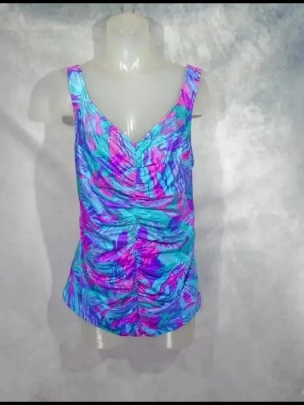 Plus Size One Piece Swimsuit Curvy Vintage Bathing Suit with Low Back -80s